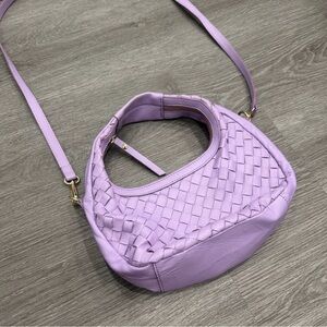 Lavender Woven Leather Shoulder Bag